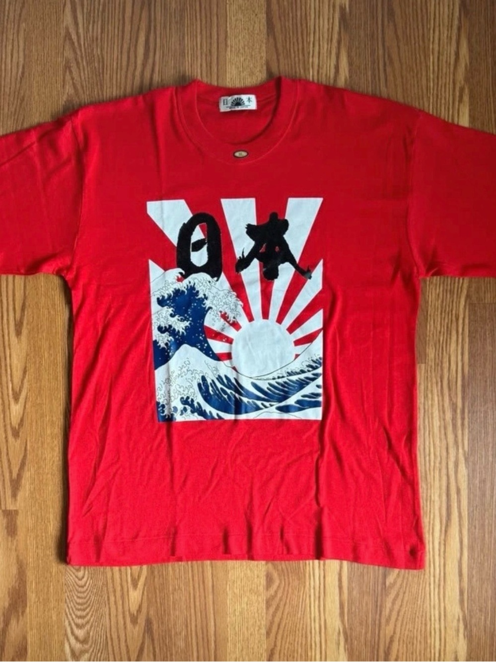 Vintage Japan Great Wave Rising Sun Graphic T-Shirt